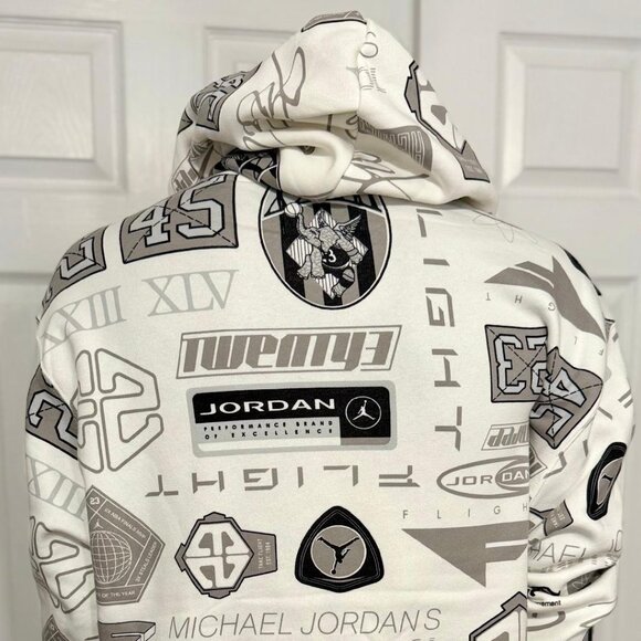 *NEW* Nike JORDAN ESSENTIALS PRINTED PULLOVER HOODIE SAIL (HM7254 133) XL & Lrg - Picture 5 of 7